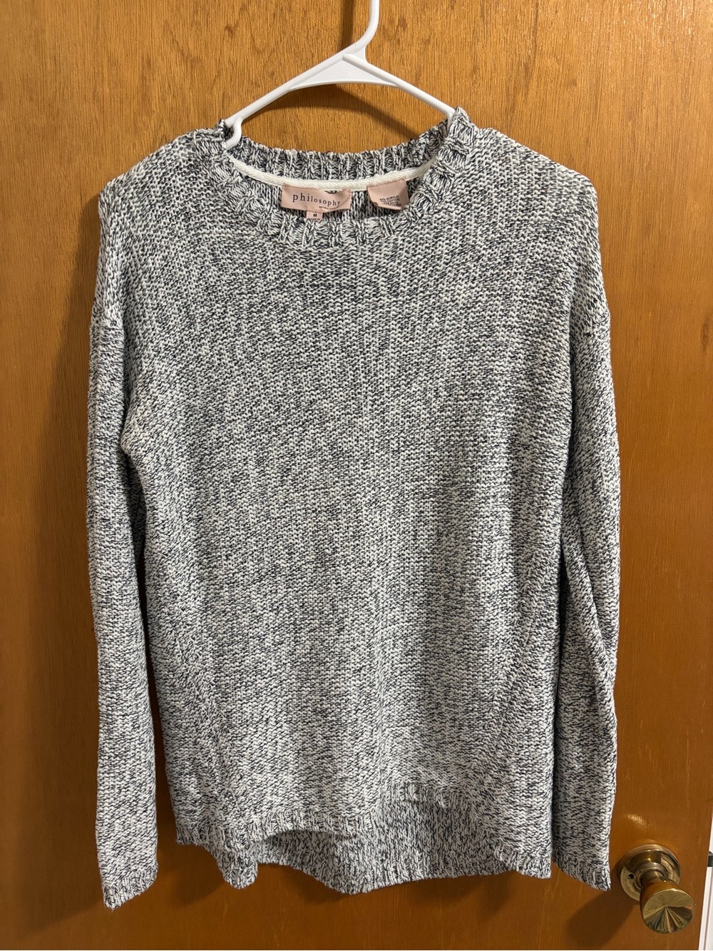 Philosophy Marled Gray & White Scoopneck Sweater
